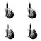 Service Caster 3.5'' Black Poly Swivel 3/4'' Expanding Stem Caster Set with Brake, 4PK SCC-EX20S3514-PPUB-BLK-TLB-34-4 - alternate 1
